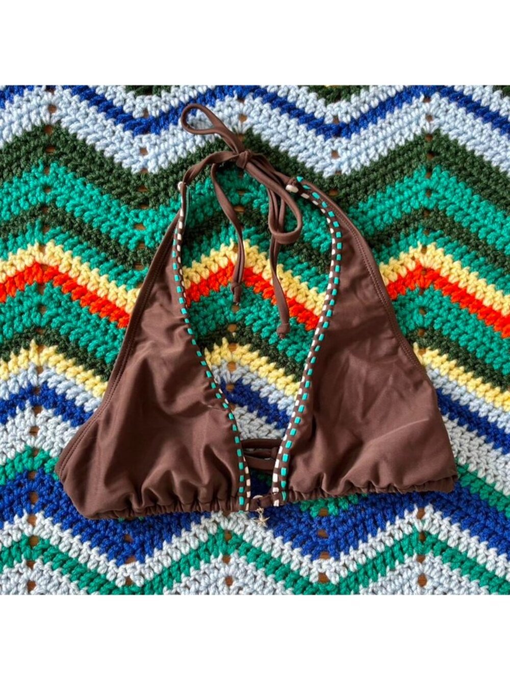 Y2K halter bikini top Brown bikini top with...